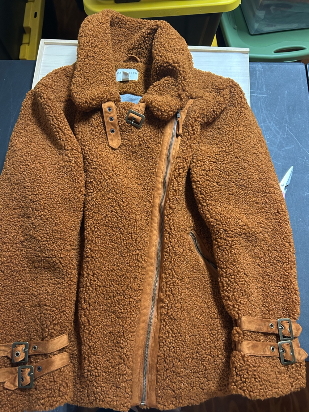 Women's Teddy Bomber Jacket in Camel Brown